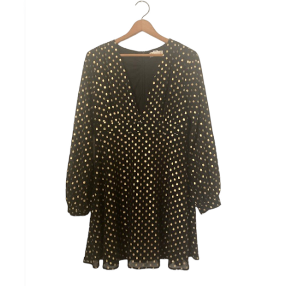 Black and GOLD Polka Dot Dress - Altar'd State - M